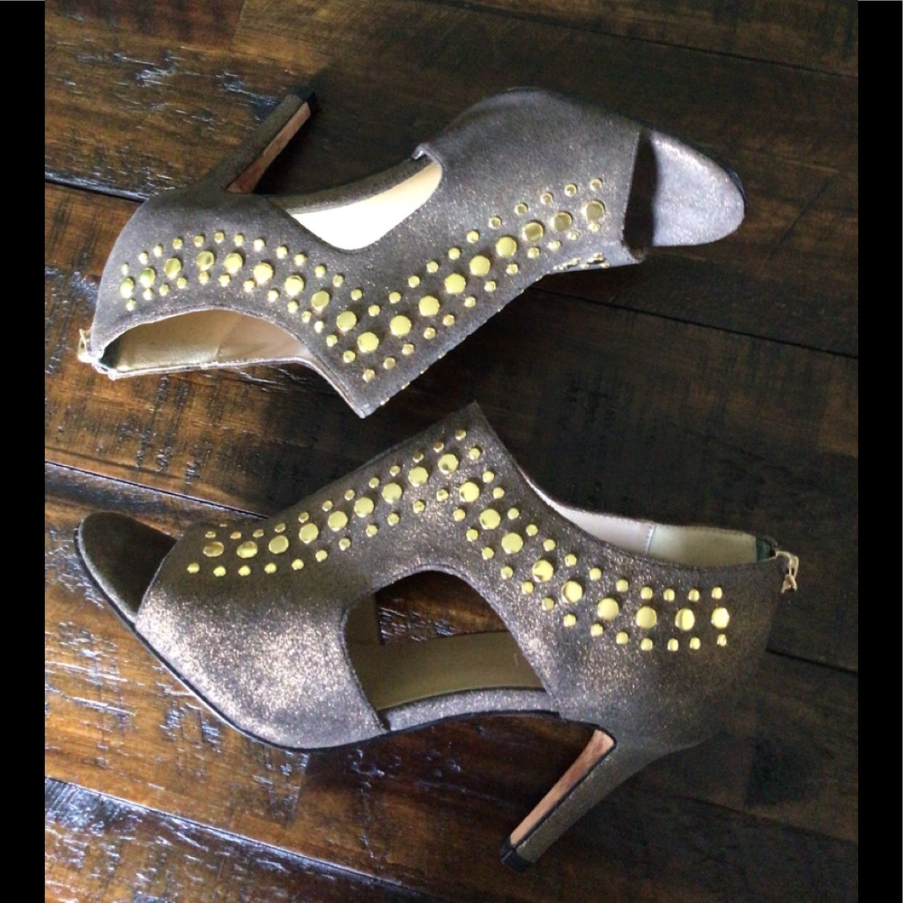 Vaneli Gold studded Peep Toe Shoes